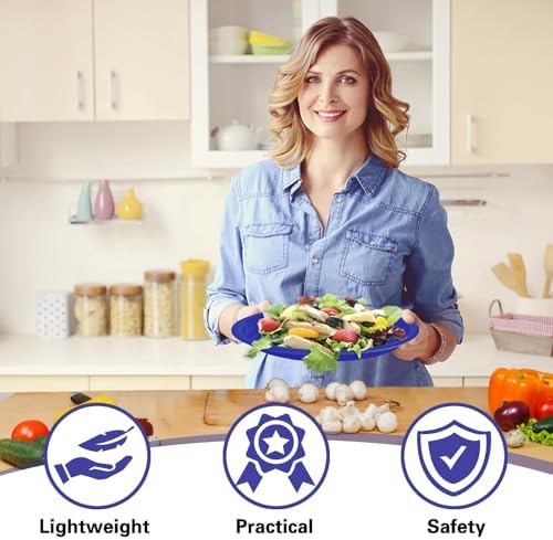 50 Count 10 x 12 Inch Blue Plates - Oval Disposable Plastic Plates in 50 Count in Blue, alternate view 5