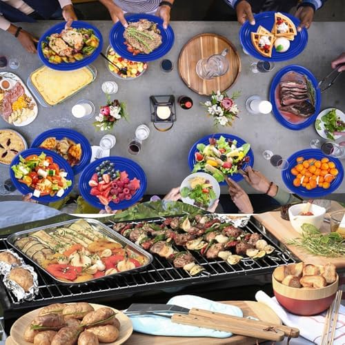50 Count 10 x 12 Inch Blue Plates - Oval Disposable Plastic Plates in 50 Count in Blue, alternate view 6
