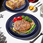 50 Count 10x12 Inch Navy Blue Oval Plastic Plates, Disposable Platters in 50 Count in Navy Blue, alternate view 2