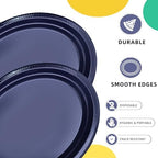 50 Count 10x12 Inch Navy Blue Oval Plastic Plates, Disposable Platters in 50 Count in Navy Blue, alternate view 4