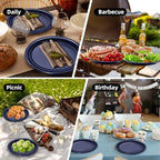 50 Count 10x12 Inch Navy Blue Oval Plastic Plates, Disposable Platters in 50 Count in Navy Blue, alternate view 7