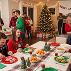 50 Count 10x12Inch Oval Christmas Plastic Plates Large Disposable Plates in 10x12Inch in Red/Green, alternate view 2