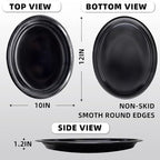 50 Count Black Plates Disposable 12" x 10" - Oval Black Plastic Plates in 50 Count in Black, alternate view 3
