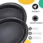 50 Count Black Plates Disposable 12" x 10" - Oval Black Plastic Plates in 50 Count in Black, alternate view 4