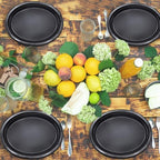 50 Count Black Plates Disposable 12" x 10" - Oval Black Plastic Plates in 50 Count in Black, alternate view 6