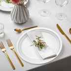 50 Count Disposable Plates for Patriotic Party - Oval White Plastic Plates for Birthday, Picnic, BBQ, 4th of, alternate view