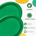 50 Count Green Plates Disposable 12" x 10" - Oval Green Plastic Plates in 50 Count in Green, alternate view 4