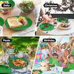 50 Count Green Plates Disposable 12" x 10" - Oval Green Plastic Plates in 50 Count in Green, alternate view 7