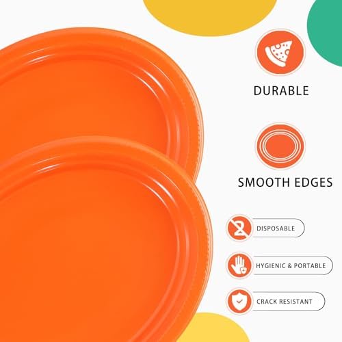 50 Count Orange Plastic Plates 10 x 12 Inch - Oval Disposable Plates in 50 Count in Orange, alternate view 4