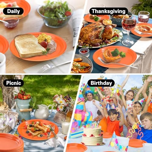 50 Count Orange Plastic Plates 10 x 12 Inch - Oval Disposable Plates in 50 Count in Orange, alternate view 6