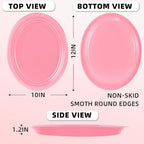 50 Count Pink Plastic Plates 10" x 12" - Oval Pink Disposable Plates in 50 Count in Pink, alternate view 3