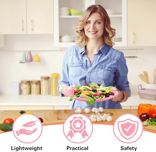 50 Count Pink Plastic Plates 10" x 12" - Oval Pink Disposable Plates in 50 Count in Pink, alternate view 5