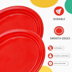 50 Count Red Plates Disposable Heavy Duty 10" x 12" Oval Red Plastic Plates for Birthday Picnic BBQ 4th of July, alternate