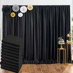 50 ft x 10 ft Thick Black Backdrop Curtain for Parties, 10 Panels Black Polyester Wedding Backdrop Drapes for