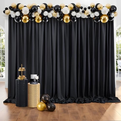 50 ft x 10 ft Thick Black Backdrop Curtain for Parties, 10 Panels Black Polyester Wedding Backdrop Drapes for, alternate view