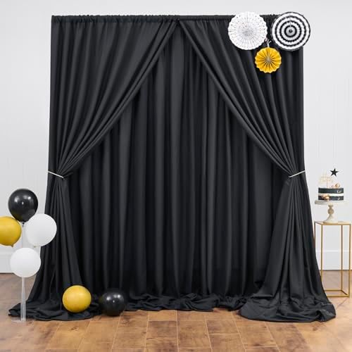 50 ft x 10 ft Thick Black Backdrop Curtain for Parties, 10 Panels Black Polyester Wedding Backdrop Drapes for, alternate view
