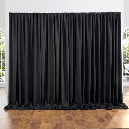 50 ft x 10 ft Thick Black Backdrop Curtain for Parties, 10 Panels Black Polyester Wedding Backdrop Drapes for, alternate view