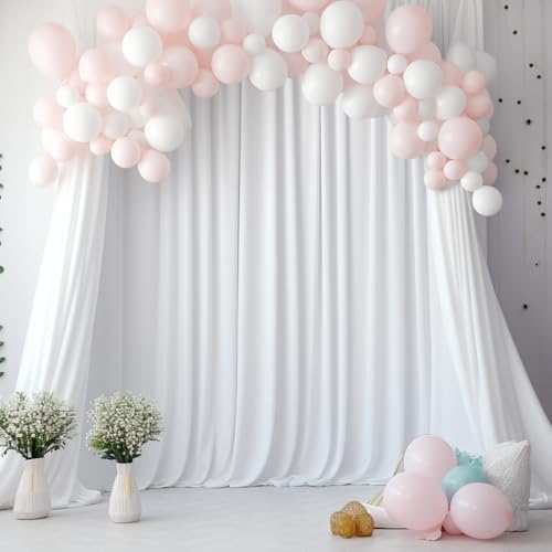 50 ft x 10 ft Thick White Backdrop Curtain for Wedding Parties, 10 Panels White Polyester Wedding Backdrop, alternate view 7