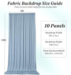 50 ft x 10 ft Wrinkle Free Dusty Blue Backdrop Curtain for Parties, 10 Panels 10ft Polyester Dusty Blue Photo, alternate view