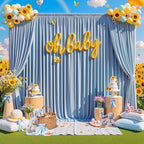50 ft x 10 ft Wrinkle Free Dusty Blue Backdrop Curtain for Parties, 10 Panels 10ft Polyester Dusty Blue Photo, alternate view
