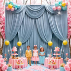 50 ft x 10 ft Wrinkle Free Dusty Blue Backdrop Curtain for Parties, 10 Panels 10ft Polyester Dusty Blue Photo, alternate view