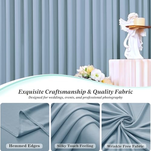 50 ft x 10 ft Wrinkle Free Dusty Blue Backdrop Curtain for Parties, 10 Panels 10ft Polyester Dusty Blue Photo, alternate view