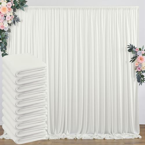 50 ft x 10 ft Wrinkle Free Ivory Backdrop Curtain for Wedding Parties, Fabric Ivory Photo Backdrop Drapes 10