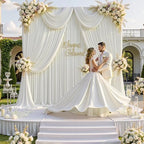 50 ft x 10 ft Wrinkle Free Ivory Backdrop Curtain for Wedding Parties, Fabric Ivory Photo Backdrop Drapes 10, alternate view