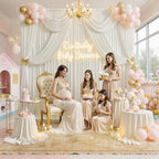 50 ft x 10 ft Wrinkle Free Ivory Backdrop Curtain for Wedding Parties, Fabric Ivory Photo Backdrop Drapes 10, alternate view