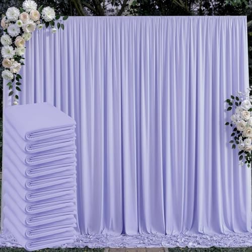 50 ft x 10 ft Wrinkle Free Lavender Backdrop Curtain for Parties, Polyester Light Purple Photo Backdrop Drapes