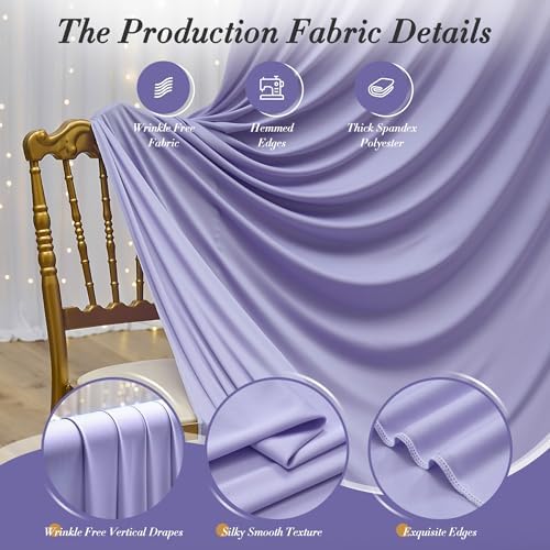 50 ft x 10 ft Wrinkle Free Lavender Backdrop Curtain for Parties, Polyester Light Purple Photo Backdrop Drapes, alternate