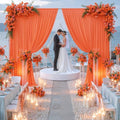50 ft x 10 ft Wrinkle Free Orange Backdrop Curtain for Parties, 10 Panels 10ft Polyester Orange Photo Backdrop