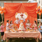 50 ft x 10 ft Wrinkle Free Orange Backdrop Curtain for Parties, 10 Panels 10ft Polyester Orange Photo Backdrop, alternate