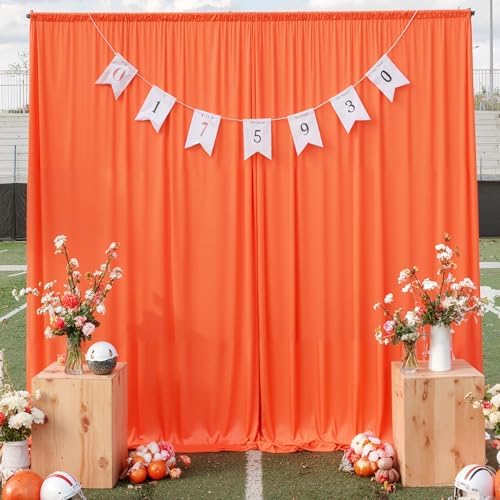 50 ft x 10 ft Wrinkle Free Orange Backdrop Curtain for Parties, 10 Panels 10ft Polyester Orange Photo Backdrop, alternate