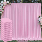 50 ft x 10 ft Wrinkle Free Pink Backdrop Curtain Panels, Polyester Photography Backdrop Drapes, Wedding Party