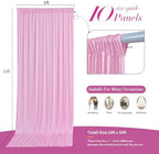 50 ft x 10 ft Wrinkle Free Pink Backdrop Curtain Panels, Polyester Photography Backdrop Drapes, Wedding Party, alternate view