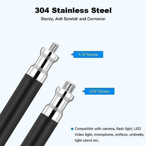 50 inch Extension Grip Boom Arm for Heavy Duty C Stand, Solid Grip Pole with 1/4 & 3/8 Thread for Softbox, alternate view 2