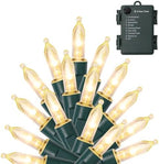 50 LED Outdoor Christmas Lights, 16 FT Battery Operated Mini String Lights with 8 Modes & Timer, Xmas Tree