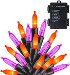 50 LED Outdoor Halloween Lights, 16 FT Mini String Light with 8 Modes, Waterproof Battery Operated Tree Lights