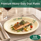 50 Pack 10x12Inch Oval Ivory Plastic Plates Large Disposable Plates in 10x12Inch in Ivory, alternate view 3