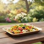 50-Pack 11"x7" Disposable Bamboo Trays | Perfect for Weddings, Catering, and Parties in 11"x7" Rectangle in, alternate view 2