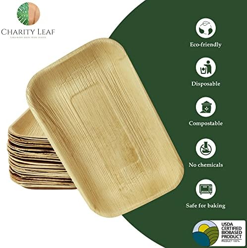 50-Pack 11"x7" Disposable Bamboo Trays | Perfect for Weddings, Catering, and Parties in 11"x7" Rectangle in, alternate view 4