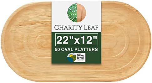 50-Pack 22"x12" Disposable Bamboo Like Trays |, Compostable Platters for Weddings, Charcuterie Boards & Events