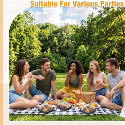 50 Pack 5.5 x 5 Inch Catering Trays with Lid in 5.5 x 5 Inch in Black, alternate view 2