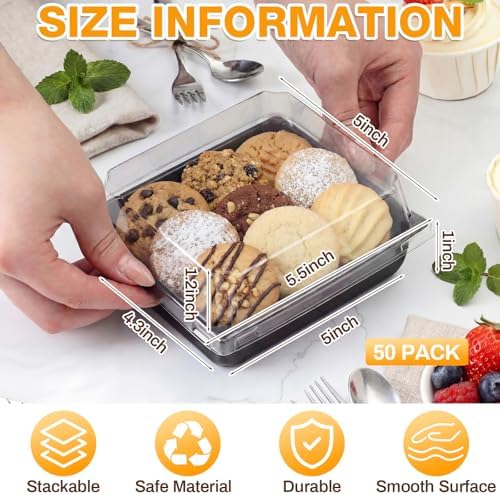 50 Pack 5.5 x 5 Inch Catering Trays with Lid in 5.5 x 5 Inch in Black, alternate view 3