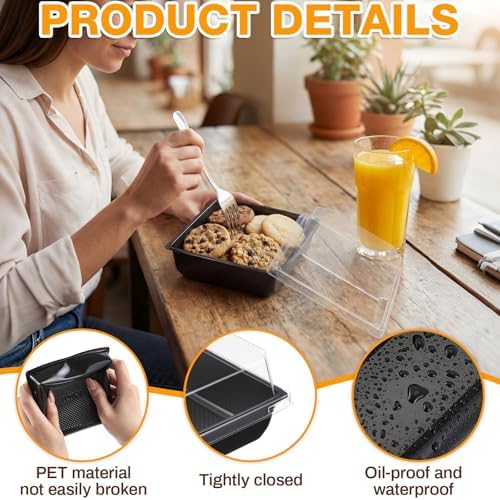 50 Pack 5.5 x 5 Inch Catering Trays with Lid in 5.5 x 5 Inch in Black, alternate view 4