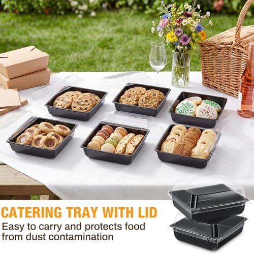 50 Pack 5.5 x 5 Inch Catering Trays with Lid in 5.5 x 5 Inch in Black, alternate view 6