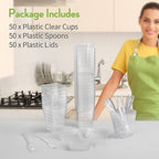 50 Pack 5 oz Plastic Dessert Cups With Lids and Spoons, Yogurt Parfait Appetizer Cups for Party, Mini Dessert, alternate view