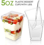 50 Pack 5 oz Plastic Dessert Cups With Lids and Spoons, Yogurt Parfait Appetizer Cups for Party, Mini Dessert, alternate view