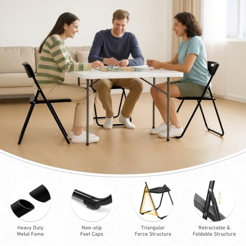 50 Pack Black Plastic Folding Chairs, Lightweight Foldable Chair, alternate view 5